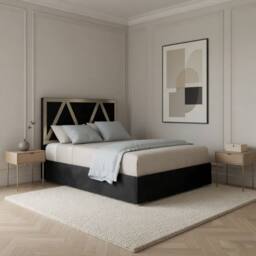 Casani Cliddesden Upholstered Soft Velvet Black Metal Designer Bed Frame - Size: Small Double - thumbnail 1