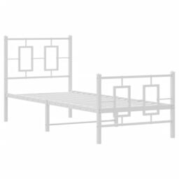 Berkfield Home Metal Bed Frame without Mattress with Footboard White 80x200cm - Size: 80x200 cm - thumbnail 3