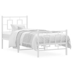 Berkfield Home Metal Bed Frame without Mattress with Footboard White 80x200cm - Size: 80x200 cm - thumbnail 2