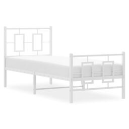 Berkfield Home Metal Bed Frame without Mattress with Footboard White 80x200cm - Size: 80x200 cm - thumbnail 4
