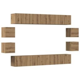 Berkfield Home Wall Mounted TV cabinets 8 pcs Artisan Oak Engineered Wood in Brown - thumbnail 2