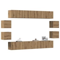 Berkfield Home Wall Mounted TV cabinets 8 pcs Artisan Oak Engineered Wood in Brown - thumbnail 1