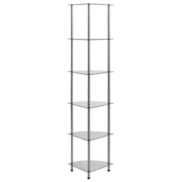 Berkfield Home Sturdy 6-Tier Shelf Transparent 30x30x160 cm Tempered Glass in Clear - Size: 30 x 30 x 160 cm - image 1