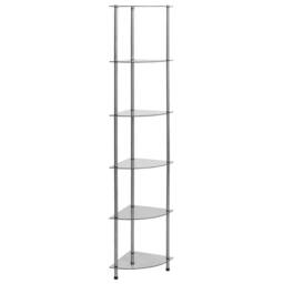 Berkfield Home Sturdy 6-Tier Shelf Transparent 30x30x160 cm Tempered Glass in Clear - Size: 30 x 30 x 160 cm - thumbnail 2