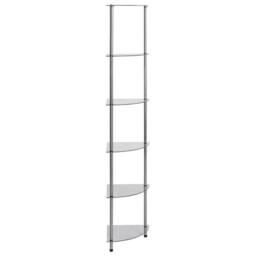 Berkfield Home Sturdy 6-Tier Shelf Transparent 30x30x160 cm Tempered Glass in Clear - Size: 30 x 30 x 160 cm - thumbnail 4
