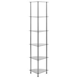 Berkfield Home Sturdy 6-Tier Shelf Transparent 30x30x160 cm Tempered Glass in Clear - Size: 30 x 30 x 160 cm