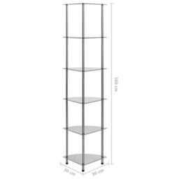 Berkfield Home Sturdy 6-Tier Shelf Transparent 30x30x160 cm Tempered Glass in Clear - Size: 30 x 30 x 160 cm - thumbnail 6