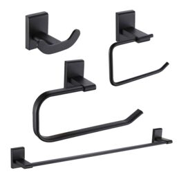 Showerdrape Unity Black Steel Wall Mounted 4 Piece Bathroom Accessory Set - thumbnail 1