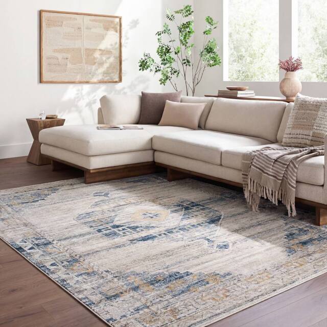 Livabliss Fifth Avenue-Vintage Grey Brown Green Traditional Fringe Living Rug - Size: 200 cm x 275 cm - image 1
