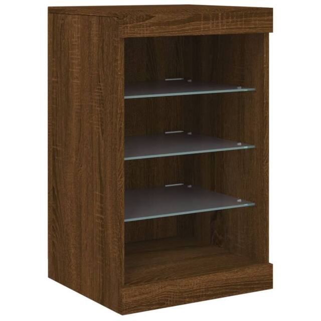 Berkfield Home Sideboard with LED Lights Brown Oak 41x37x67 cm - Size: 41 x 37 x 67 cm - image 1