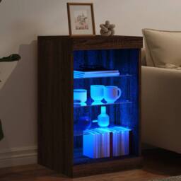 Berkfield Home Sideboard with LED Lights Brown Oak 41x37x67 cm - Size: 41 x 37 x 67 cm - thumbnail 4