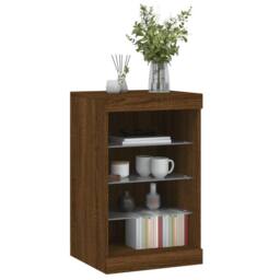 Berkfield Home Sideboard with LED Lights Brown Oak 41x37x67 cm - Size: 41 x 37 x 67 cm - thumbnail 5
