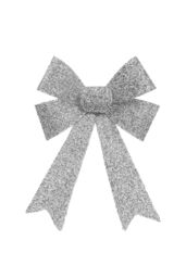 VFM e-Store Tinsel Bow Christmas Decoration X 1 22cm x 32cm x 7cm Silver - Size: 22 cm x 32 cm x 7 cm - thumbnail 1