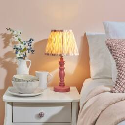Netlighting Bibury Pink Table Lamp Fabric Ikat Shade 20cm B22 - thumbnail 2