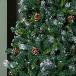Samuel Alexander 7ft (2.1m) Frosted Glacier Pine Snow Tipped Christmas Tree with Pinecones & 956 Tips in Green - thumbnail 3