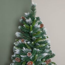 Samuel Alexander 7ft (2.1m) Frosted Glacier Pine Snow Tipped Christmas Tree with Pinecones & 956 Tips in Green - thumbnail 5