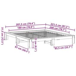 Berkfield Home Bed Frame without Mattress White 180x200 cm Super King Solid Wood Pine - thumbnail 8