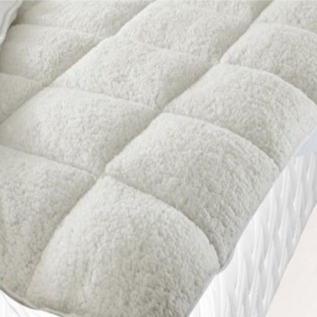 Gr8 Home Super Soft Teddy Mattress Topper Enhancer Bedding Single in White - Size: Double