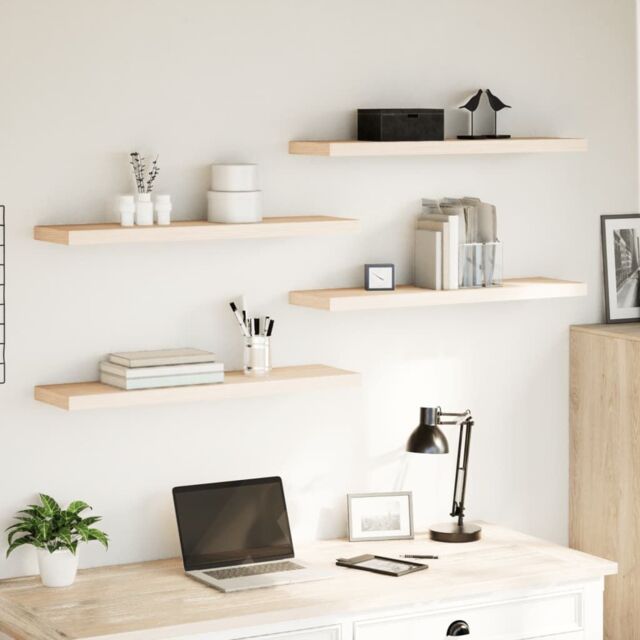 Berkfield Home Floating Shelves 4 pcs 90x23.5x4 cm Engineered Wood in Brown