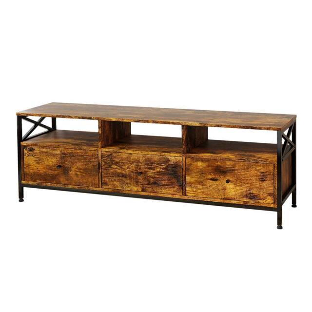 Levede TV Stand Cabinet Industrial TV Unit 3 Drawers 3 Shelves for 65 Inch in Brown - image 1