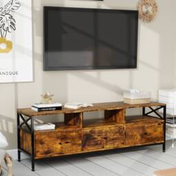 Levede TV Stand Cabinet Industrial TV Unit 3 Drawers 3 Shelves for 65 Inch in Brown - thumbnail 3