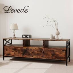 Levede TV Stand Cabinet Industrial TV Unit 3 Drawers 3 Shelves for 65 Inch in Brown - thumbnail 9