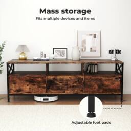Levede TV Stand Cabinet Industrial TV Unit 3 Drawers 3 Shelves for 65 Inch in Brown - thumbnail 8