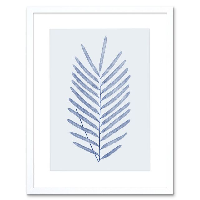"Artery8 Wall Art Print Botanics Cobalt Fern Diversifolium Art Black Framed 9x7 inch in White - Size: W7"" x H9""" - image 1