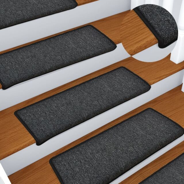 Berkfield Home Carpet Stair Treads 15 pcs 65x21x4 cm Anthracite in Black - Size: Medium - image 1