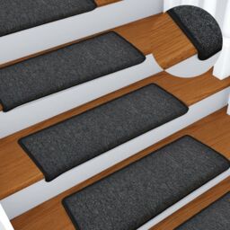 Berkfield Home Carpet Stair Treads 15 pcs 65x21x4 cm Anthracite in Black - Size: Medium - thumbnail 1