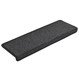 Berkfield Home Carpet Stair Treads 15 pcs 65x21x4 cm Anthracite in Black - Size: Medium - thumbnail 3