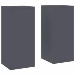 Berkfield Home Outdoor Plant Stands Pillar 2 pcs Anthracite 24x24x55 cm Steel in Charcoal - Size: 24 x 24 x 55 cm - thumbnail 3