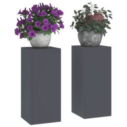 Berkfield Home Outdoor Plant Stands Pillar 2 pcs Anthracite 24x24x55 cm Steel in Charcoal - Size: 24 x 24 x 55 cm - thumbnail 1