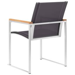 Berkfield Home Classic Garden Chairs 4 pcs Textilene & Stainless Steel Grey - thumbnail 5