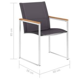 Berkfield Home Classic Garden Chairs 4 pcs Textilene & Stainless Steel Grey - thumbnail 8