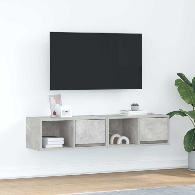 Berkfield Home TV Cabinets 2 pcs Concrete Grey 60x31x25.5 cm Engineered Wood - image 1