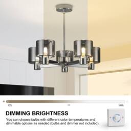 Harper Living Modern 5 Light Chrome Semi Flush Ceiling Lamp with Smoked Glass Shades in Silver - thumbnail 4