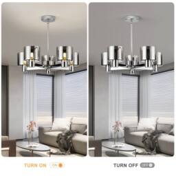 Harper Living Modern 5 Light Chrome Semi Flush Ceiling Lamp with Smoked Glass Shades in Silver - thumbnail 3