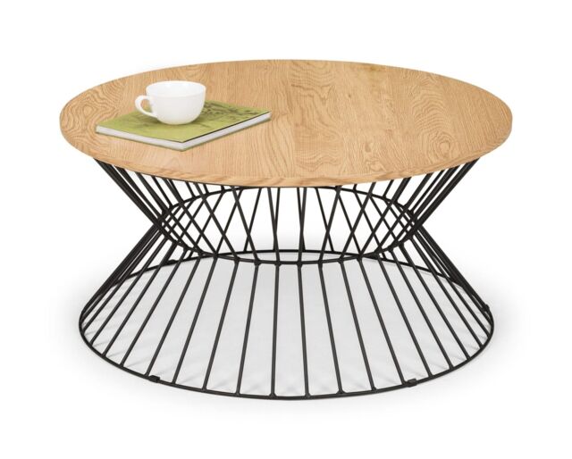 netfurniture Manhattan Round Wire Coffee Table - Euro Oak in Light Oak