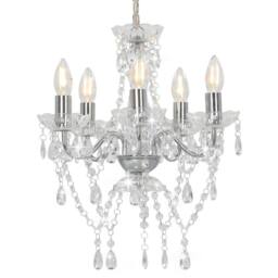 Berkfield Home Chandelier with Crystal Beads Silver Round 5 x E14