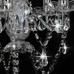 Berkfield Home Chandelier with Crystal Beads Silver Round 5 x E14 - thumbnail 7