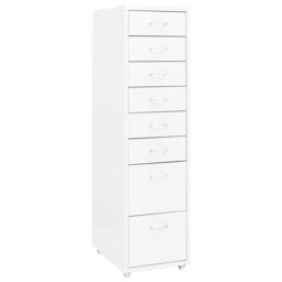 Berkfield Home Mobile File Cabinet White 28x41x109 cm Metal - Size: 28 x 41 x 109 cm - thumbnail 1