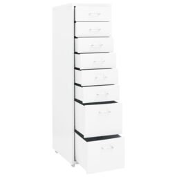 Berkfield Home Mobile File Cabinet White 28x41x109 cm Metal - Size: 28 x 41 x 109 cm - thumbnail 5
