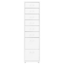 Berkfield Home Mobile File Cabinet White 28x41x109 cm Metal - Size: 28 x 41 x 109 cm - thumbnail 2