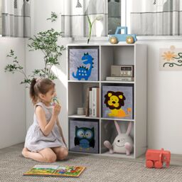 ZONEKIZ Children Storage Boxes with Three Non-Woven Fabric Drawers - White