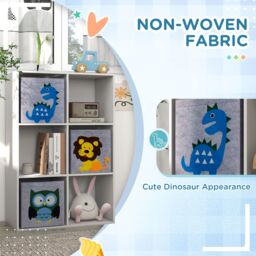ZONEKIZ Children Storage Boxes with Three Non-Woven Fabric Drawers - White - thumbnail 5