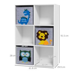 ZONEKIZ Children Storage Boxes with Three Non-Woven Fabric Drawers - White - thumbnail 3