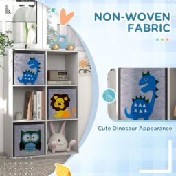 ZONEKIZ Children Storage Boxes with Three Non-Woven Fabric Drawers - White - thumbnail 6