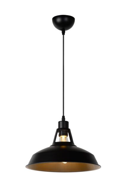 Lucide 'BRASSY BIS' Dimmable Adjustable Indoor Industrial Pendant Light 1xE27 in Black - image 1