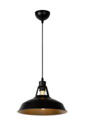 Lucide 'BRASSY BIS' Dimmable Adjustable Indoor Industrial Pendant Light 1xE27 in Black - thumbnail 1